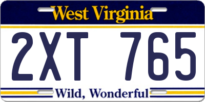 WV license plate 2XT765