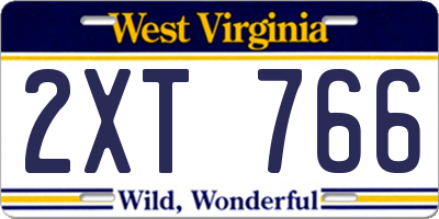 WV license plate 2XT766