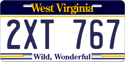 WV license plate 2XT767