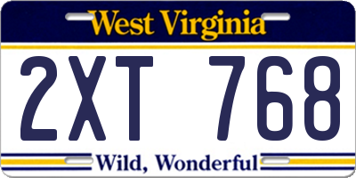 WV license plate 2XT768