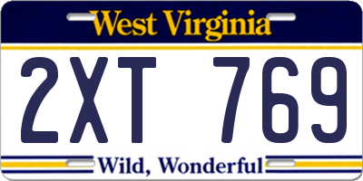 WV license plate 2XT769