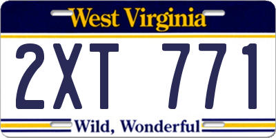 WV license plate 2XT771