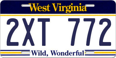 WV license plate 2XT772