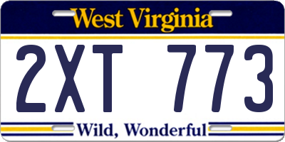 WV license plate 2XT773