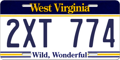 WV license plate 2XT774