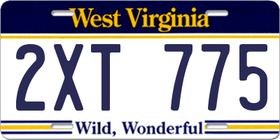 WV license plate 2XT775