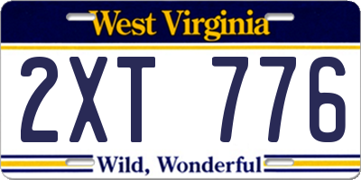 WV license plate 2XT776