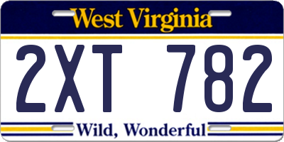 WV license plate 2XT782