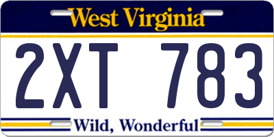 WV license plate 2XT783