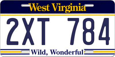WV license plate 2XT784