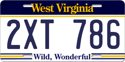 WV license plate 2XT786