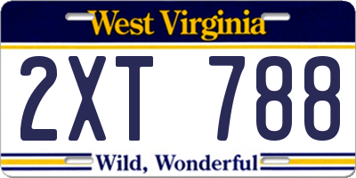 WV license plate 2XT788