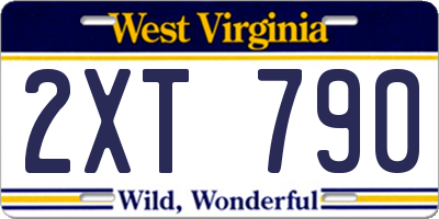 WV license plate 2XT790