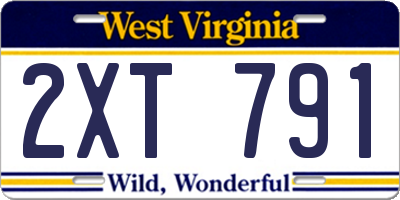 WV license plate 2XT791