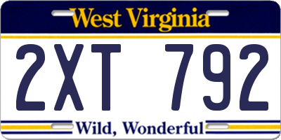 WV license plate 2XT792