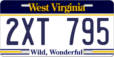 WV license plate 2XT795
