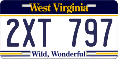 WV license plate 2XT797