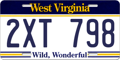 WV license plate 2XT798