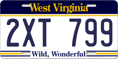 WV license plate 2XT799