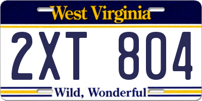 WV license plate 2XT804