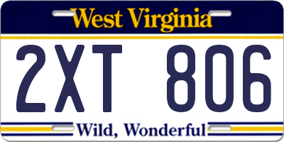 WV license plate 2XT806