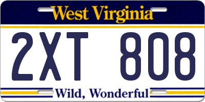 WV license plate 2XT808