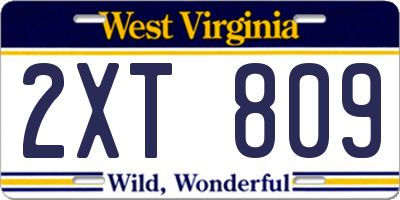 WV license plate 2XT809