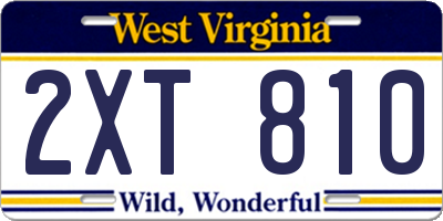 WV license plate 2XT810