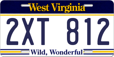 WV license plate 2XT812
