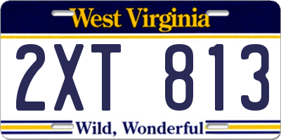 WV license plate 2XT813