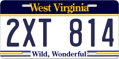 WV license plate 2XT814