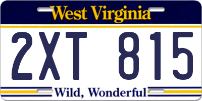 WV license plate 2XT815