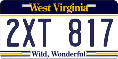 WV license plate 2XT817