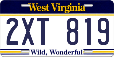 WV license plate 2XT819