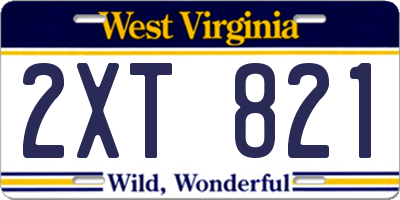 WV license plate 2XT821
