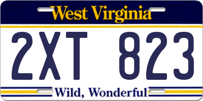 WV license plate 2XT823