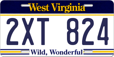 WV license plate 2XT824