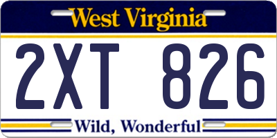 WV license plate 2XT826