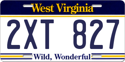 WV license plate 2XT827