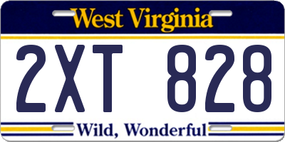 WV license plate 2XT828