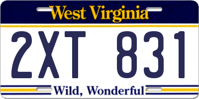 WV license plate 2XT831