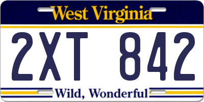 WV license plate 2XT842