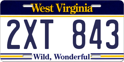 WV license plate 2XT843