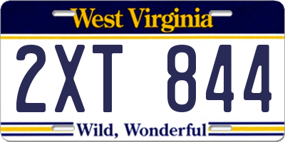 WV license plate 2XT844