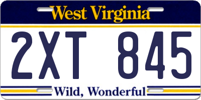 WV license plate 2XT845