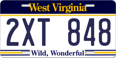 WV license plate 2XT848