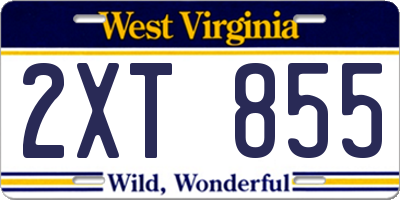 WV license plate 2XT855