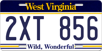 WV license plate 2XT856