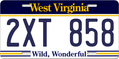 WV license plate 2XT858