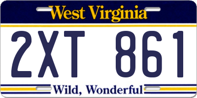 WV license plate 2XT861